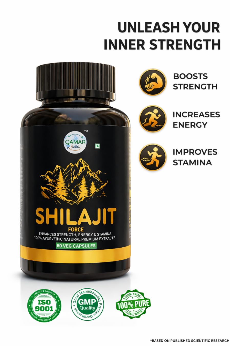 Shilajit Veg Capsules For Men - Force | Enhances Strength, Power, Energy & Stamina | Natural Premium Extracts | Shilajit, Ashwagandha, Gokshura, Safed Musali & Other Ayurvedic Action Herbs - Image 6