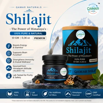 QAMAR Naturals Shilajit Resin Premium Mind and Focus Edition 10 g jar product image