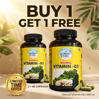 Natural Vitamin D3 600 IU Capsules – Daily Wellness Support | 60 Capsules | Buy 1 Get 1 Free