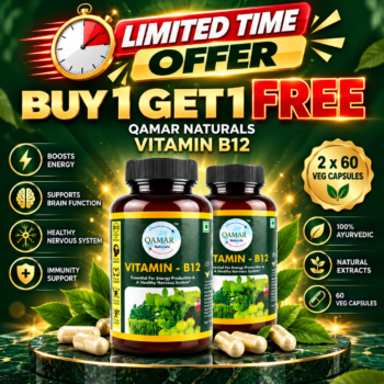Vitamin B12 Capsules – Essential Daily Energy & Wellness Support | 60 Veg Capsules | Buy 1 Get 1 Free